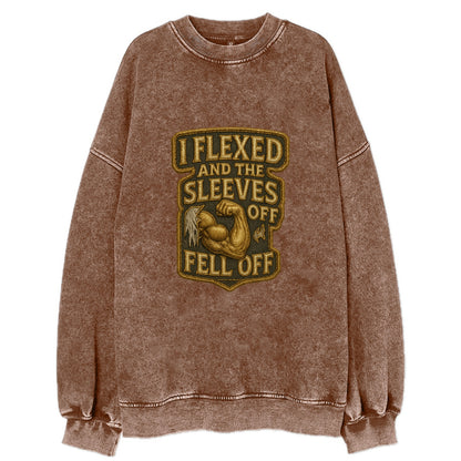 I Flexed and The Sleeves Fell Off  - Vintage Sweatshirt - Brown