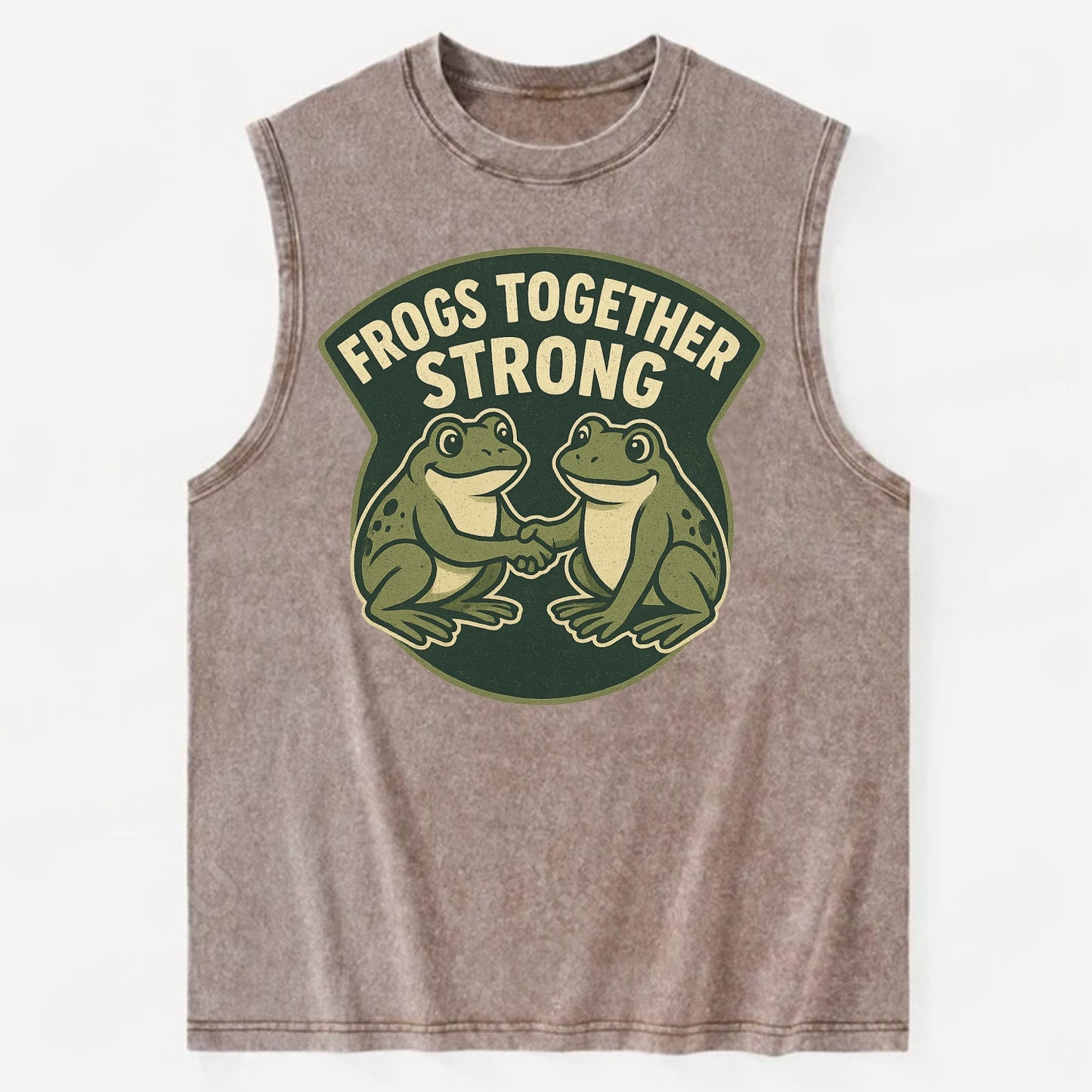 Frogs Together Strong 3 - Vintage Washed Tank - Brown