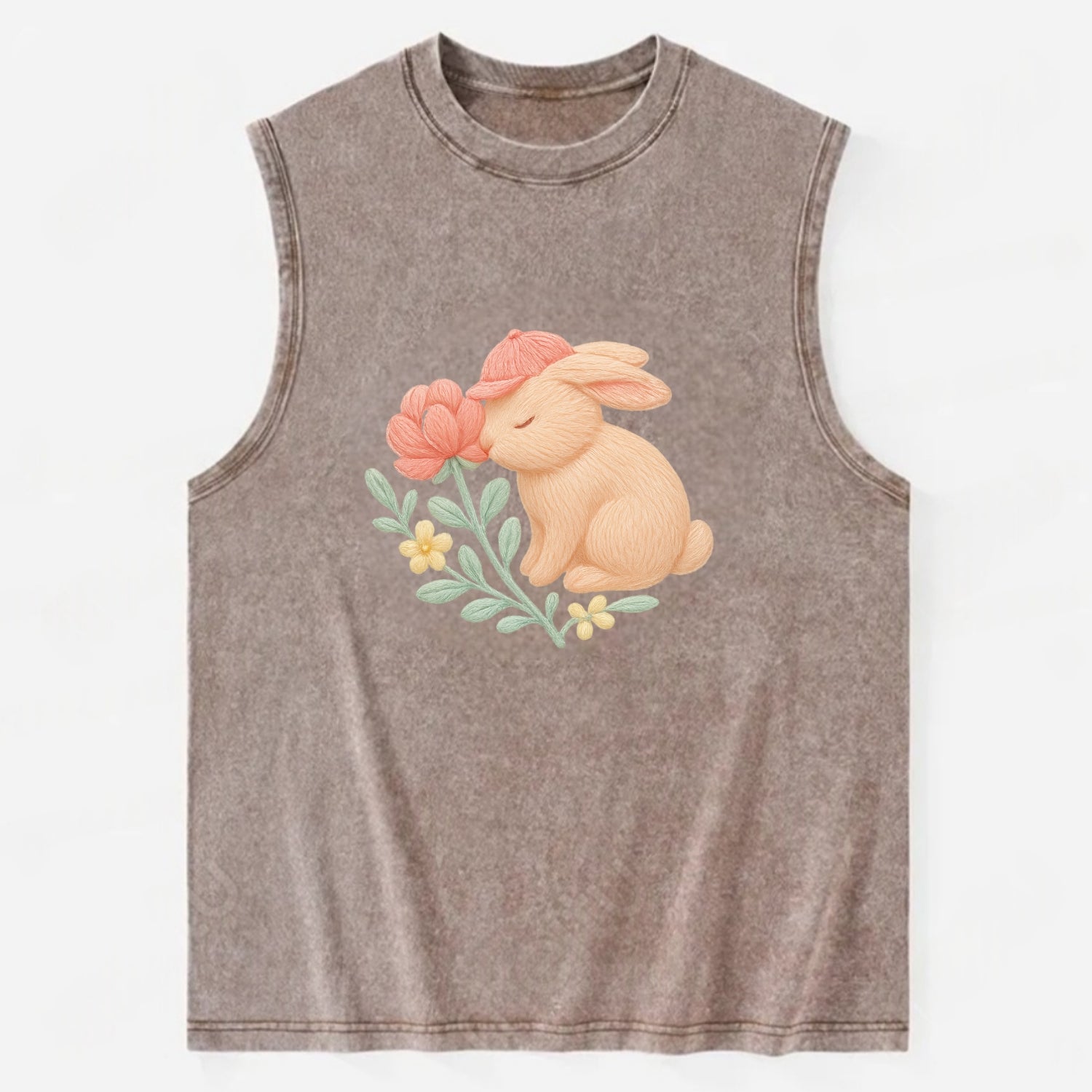 Peach Bunny - Vintage Washed Tank - Brown
