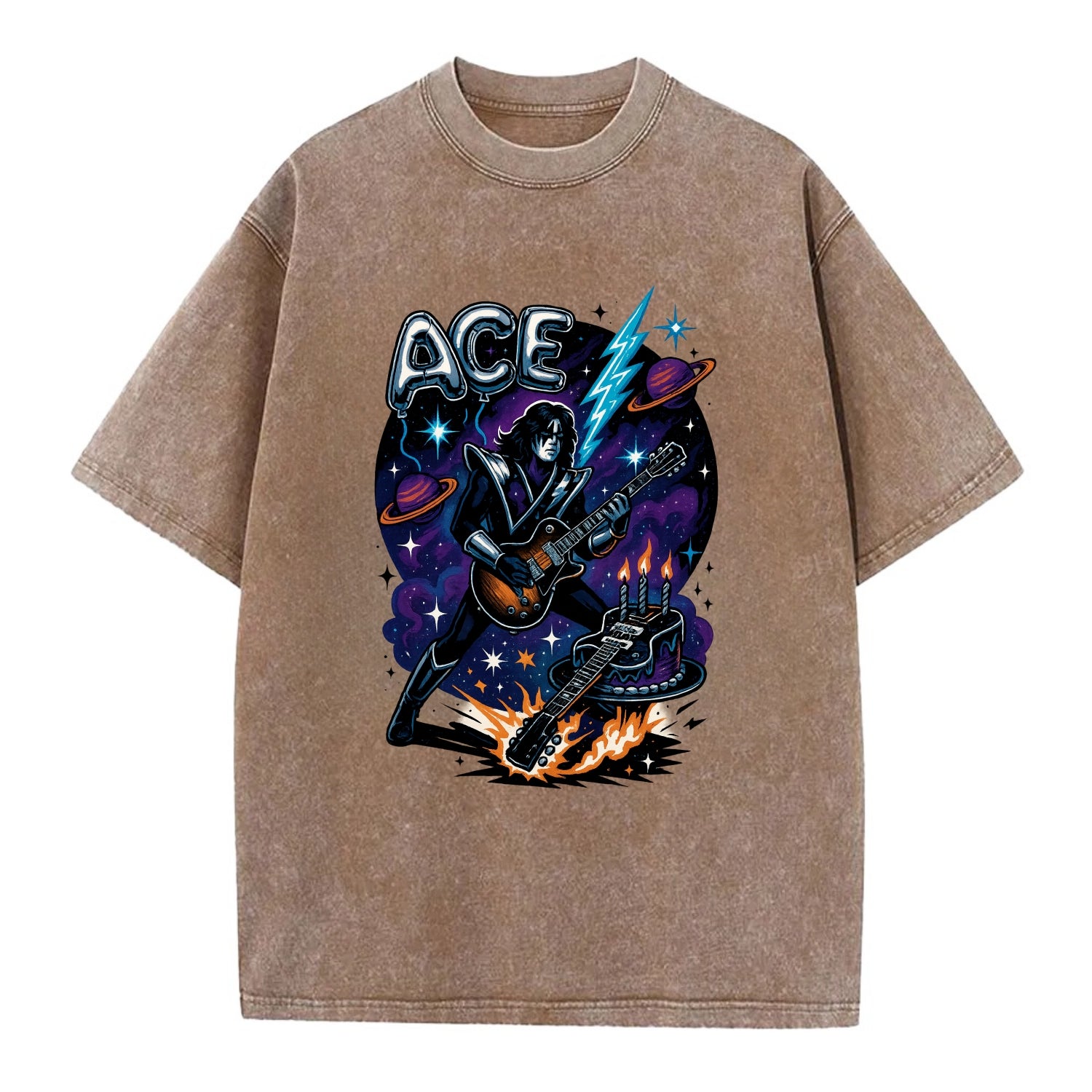 Ace Birthday Celebration - Vintage T-shirt - Brown