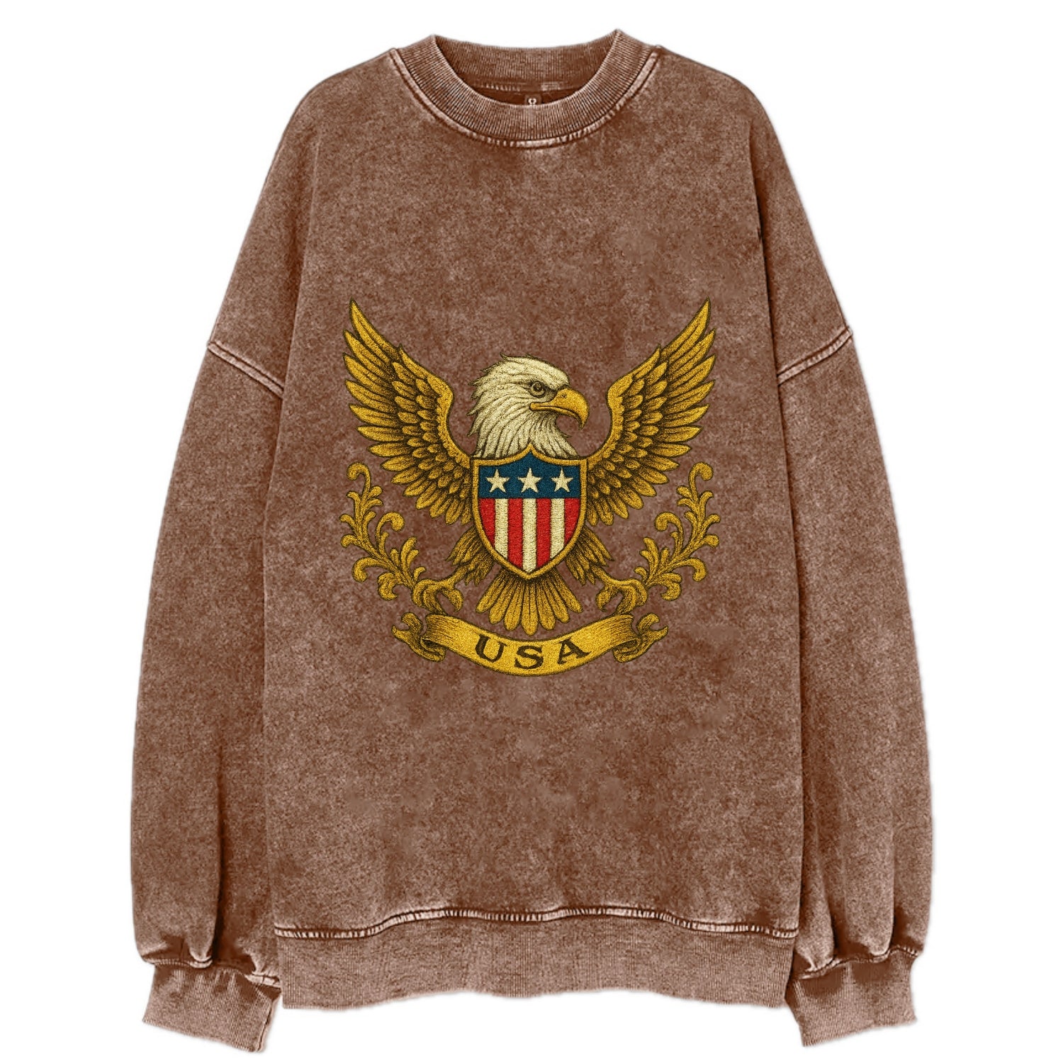 Usa Heritage Eagle 2 - Vintage Sweatshirt - Brown