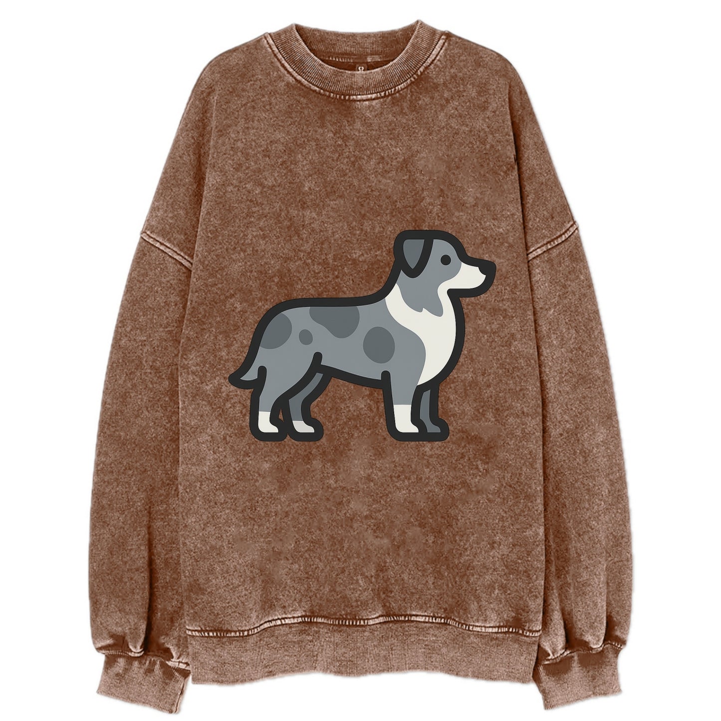 Australian Shepherd - Blue merle flat side profile - Vintage Sweatshirt - Brown