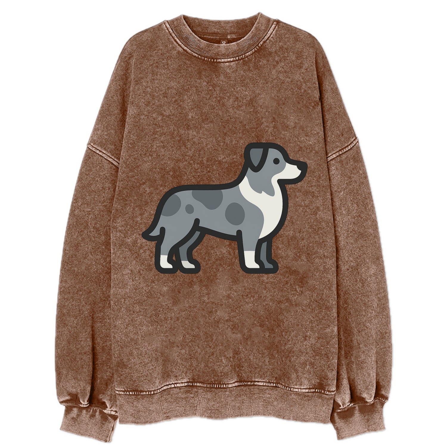 Australian Shepherd - Blue merle flat side profile - Vintage Sweatshirt - Brown