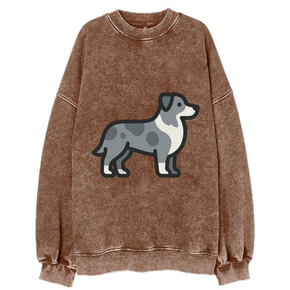 Australian Shepherd - Blue merle flat side profile - Vintage Sweatshirt - Brown