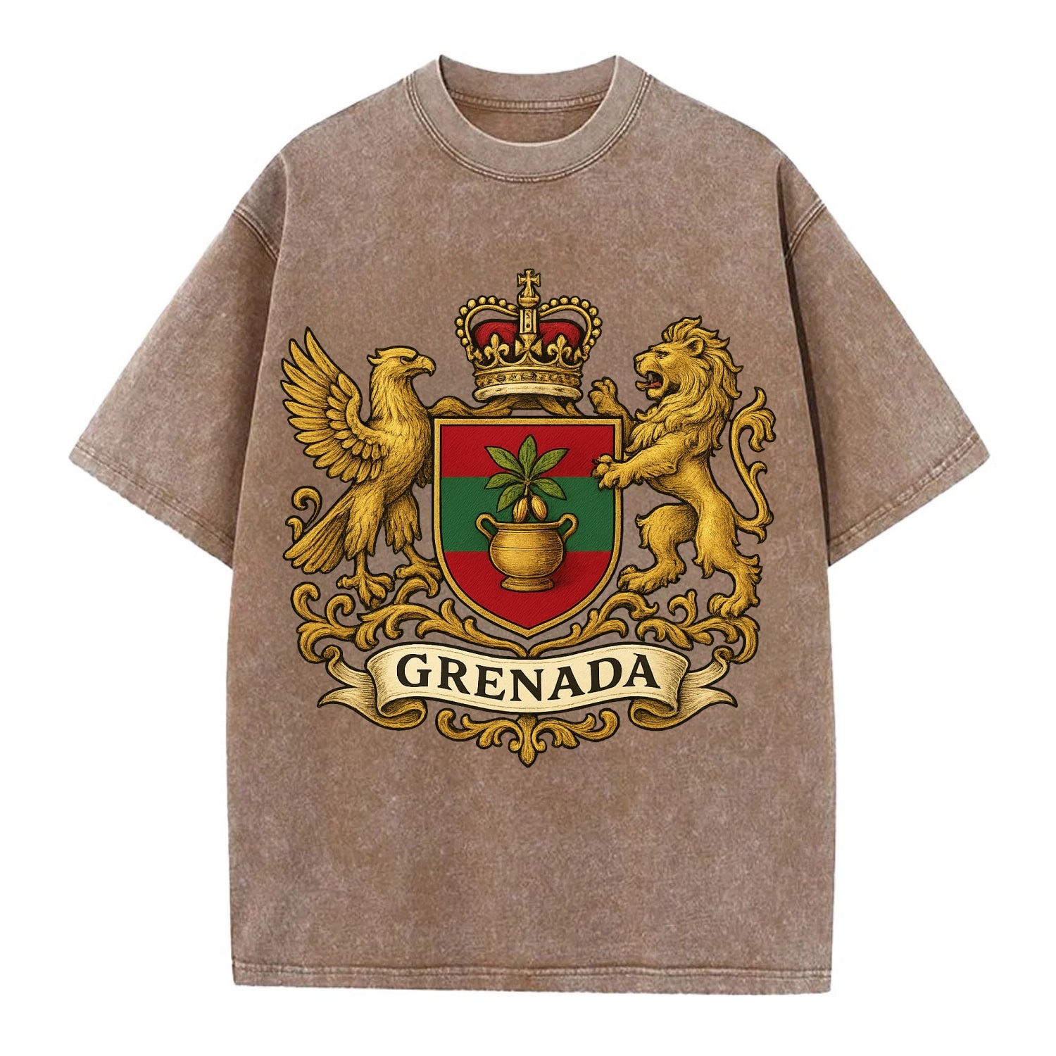 Grenada Heritage Badge  - Vintage T-shirt - Brown