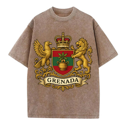 Grenada Heritage Badge  - Vintage T-shirt - Brown