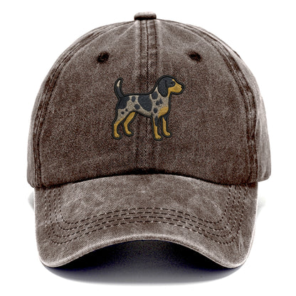 Bluetick Coonhound - Trendy spotted hound logo with prominent black border - Classic Cap - Brown