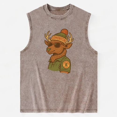 Edmonton Elk wearing Edmonton beanie wit - Vintage Washed Tank