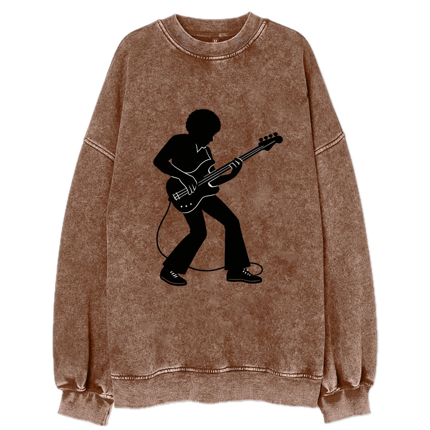 Bass guitarist slap technique - Vintage Sweatshirt - Brown
