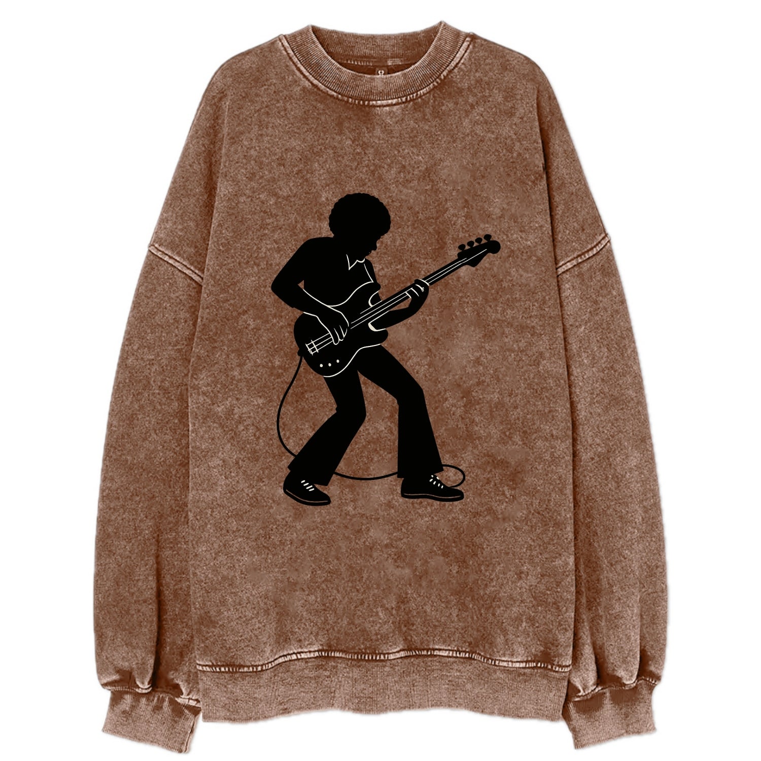 Bass guitarist slap technique - Vintage Sweatshirt - Brown