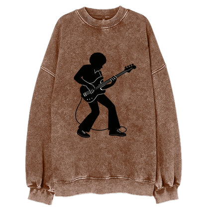 Bass guitarist slap technique - Vintage Sweatshirt - Brown