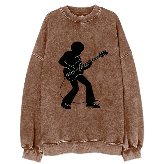 Bass guitarist slap technique - Vintage Sweatshirt - Brown