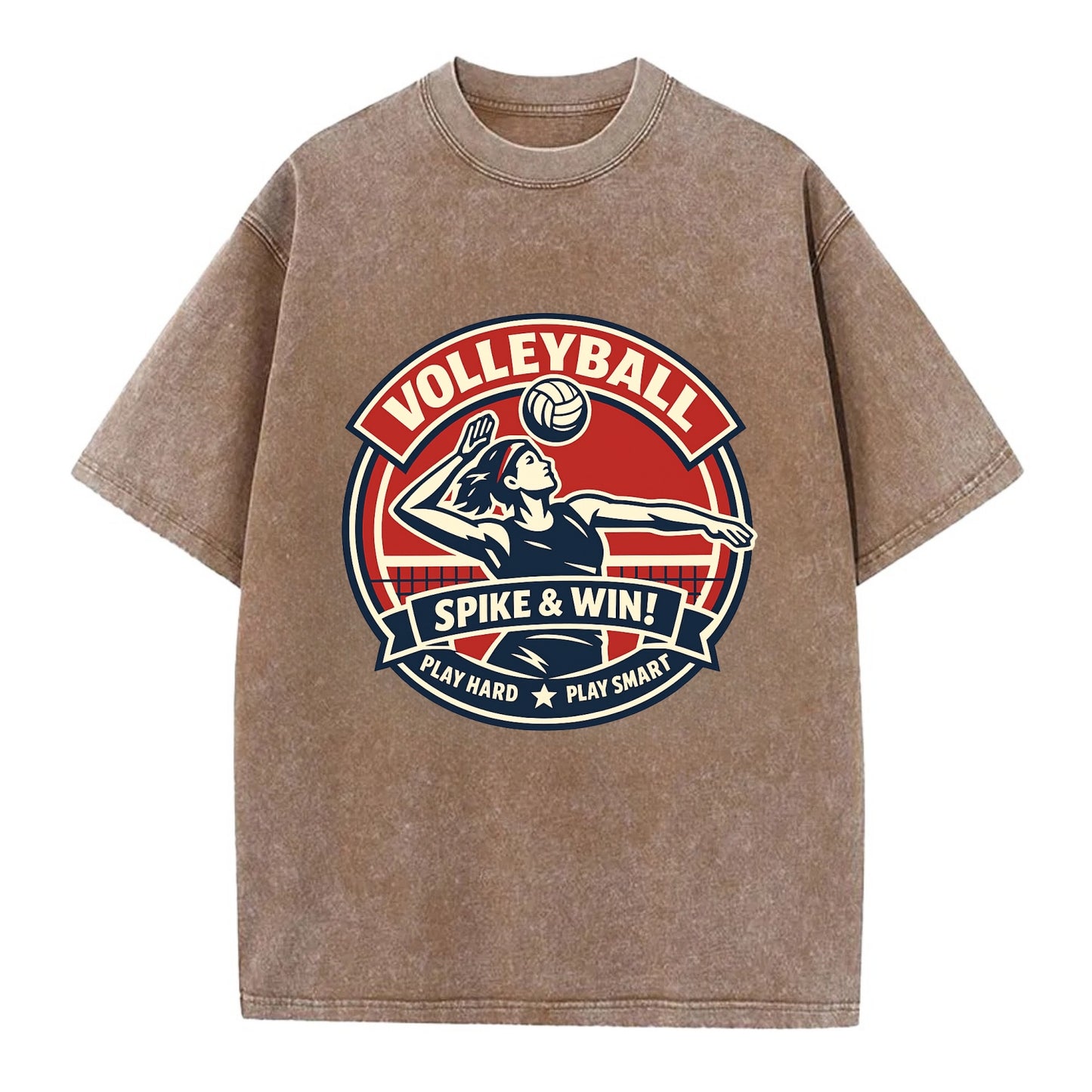 Dynamic Spike Emblem - Vintage T-shirt - Brown
