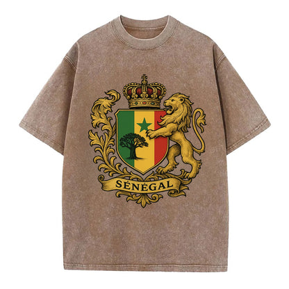 Senegal Lion Emblem  - Vintage T-shirt - Brown
