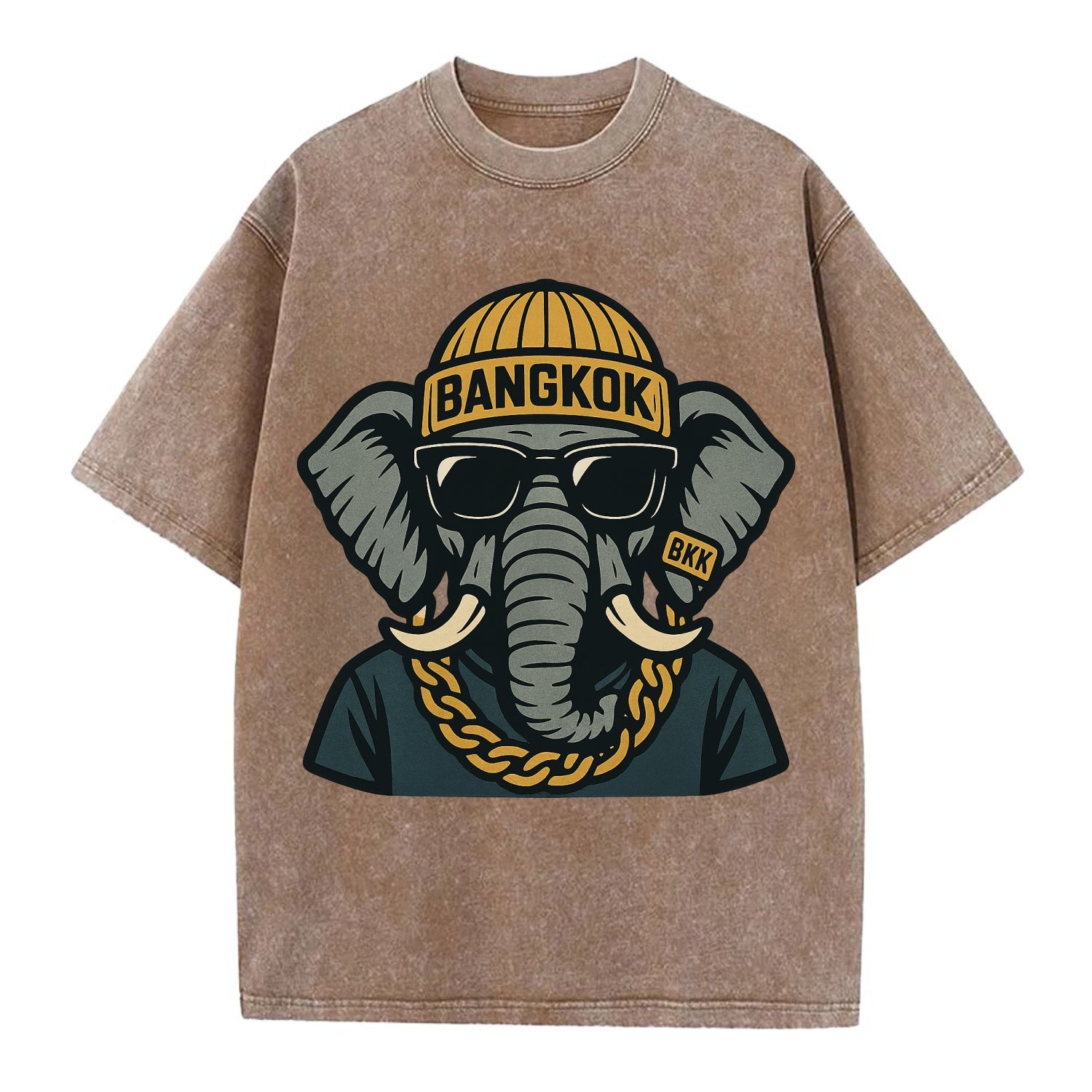 Bangkok Elephant - Vintage T-shirt - Brown