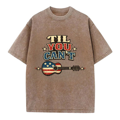 Til You Cant - Flag Guitar - Vintage T-shirt - Brown