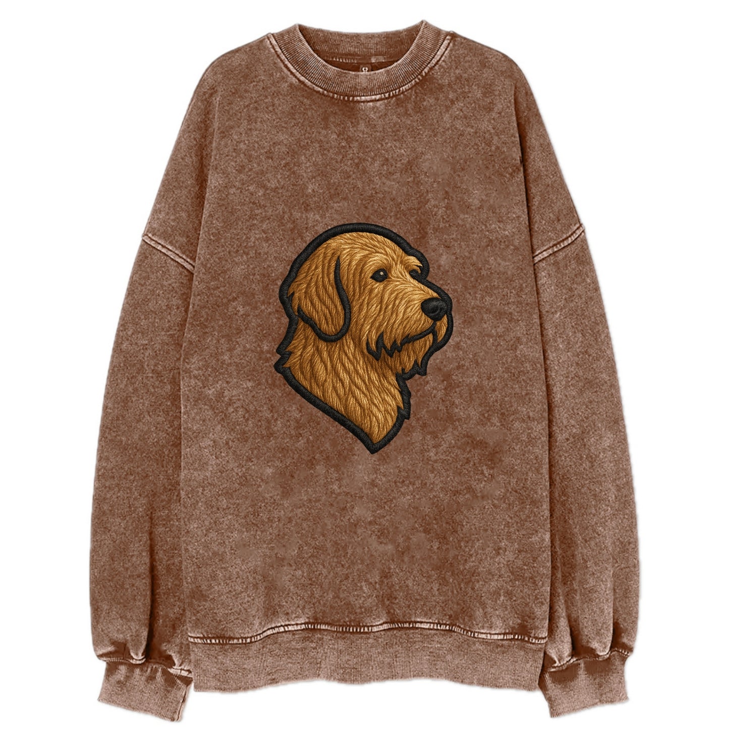 Otterhound - Trendy shaggy hound logo wi - Vintage Sweatshirt - Brown