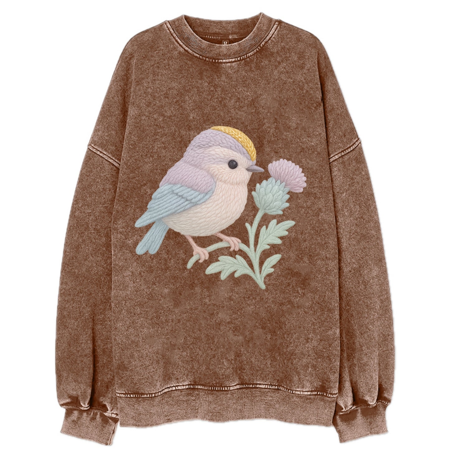 Firecrest Thistle Crown  - Vintage Sweatshirt - Brown