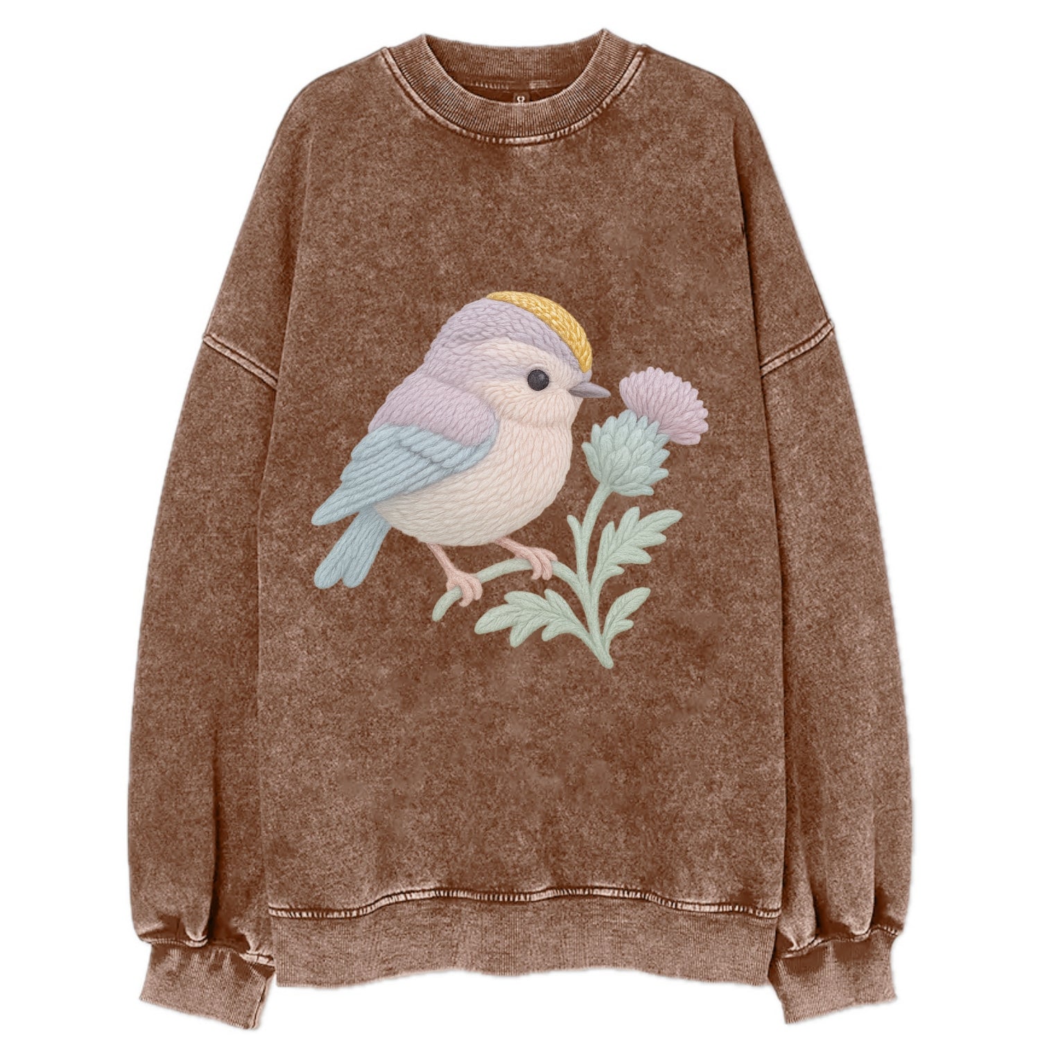 Firecrest Thistle Crown  - Vintage Sweatshirt - Brown