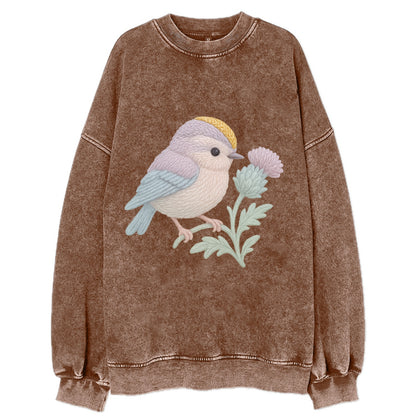 Firecrest Thistle Crown  - Vintage Sweatshirt - Brown