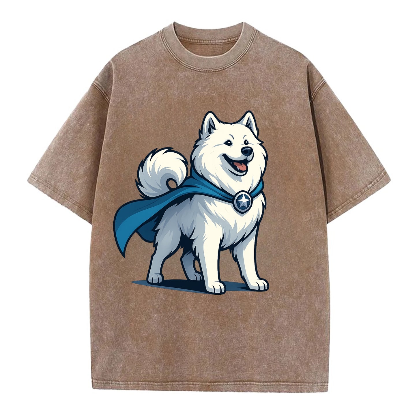 Samoyed Winter Hero  - Vintage T-shirt - Brown