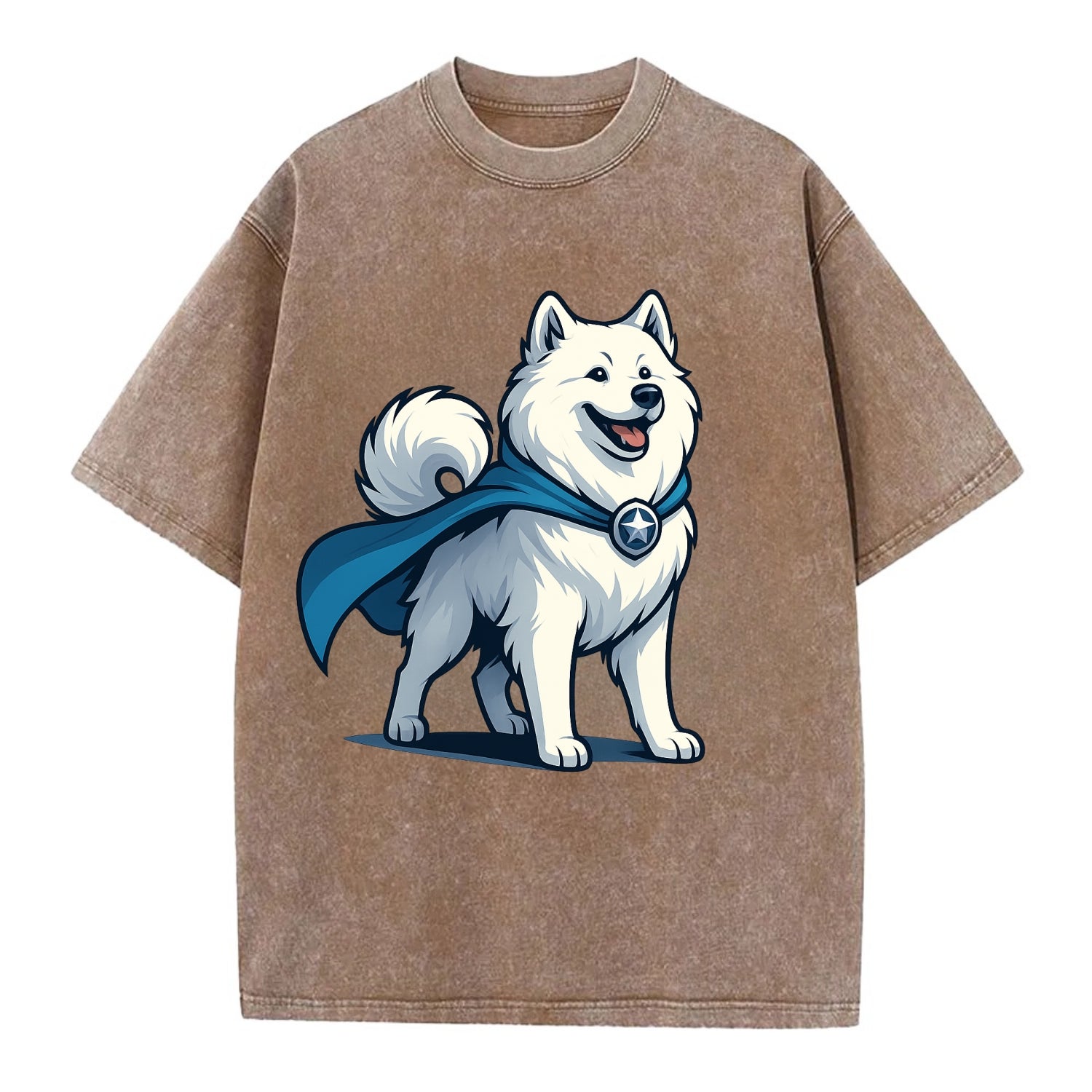 Samoyed Winter Hero  - Vintage T-shirt - Brown