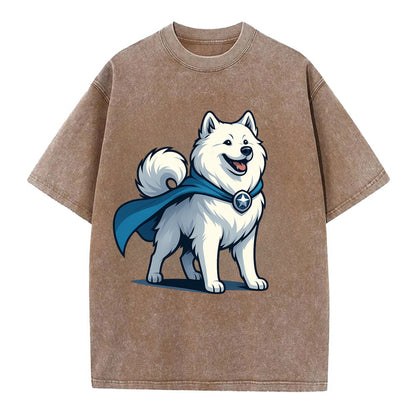 Samoyed Winter Hero  - Vintage T-shirt - Brown