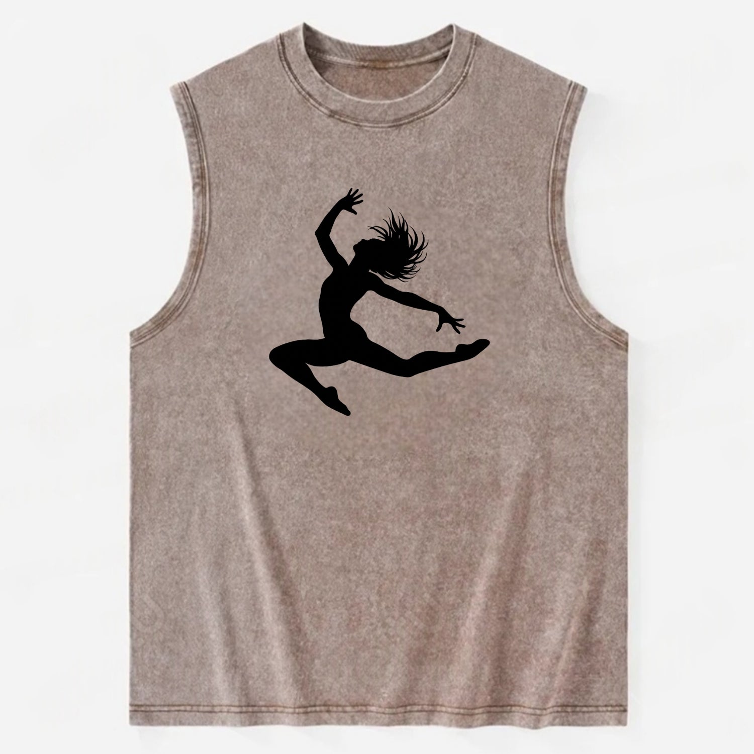 Contemporary dancer leap mid-air - Vintage Washed Tank - Brown