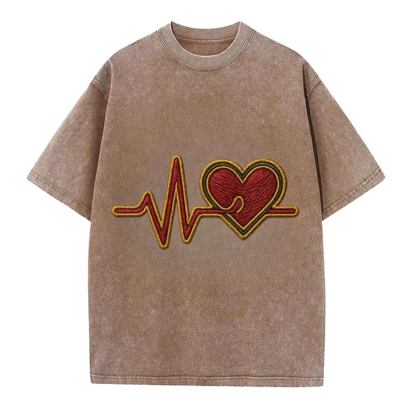 Heartbeat Line  - Vintage T-shirt - Brown