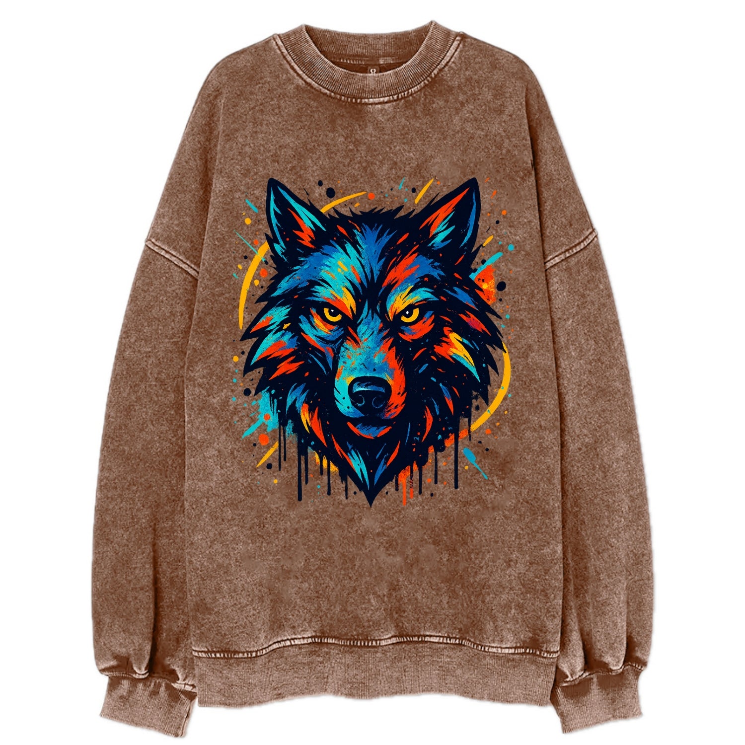 Alpha Wolf Leader  - Vintage Sweatshirt - Brown
