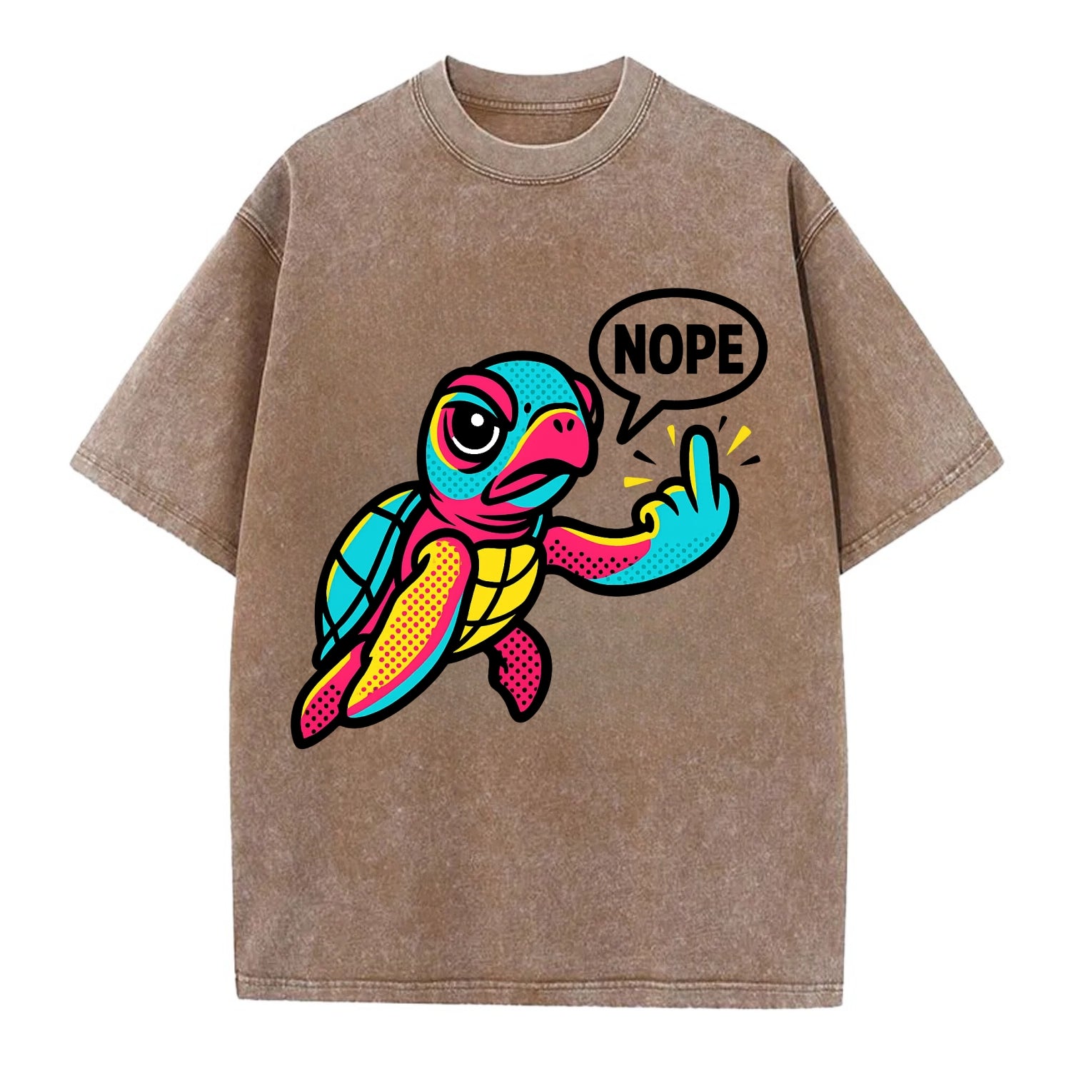 baby sea turtle swimming gracefully, one flipper extended sassily - Vintage T-shirt - Brown