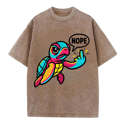 baby sea turtle swimming gracefully, one flipper extended sassily - Vintage T-shirt - Brown