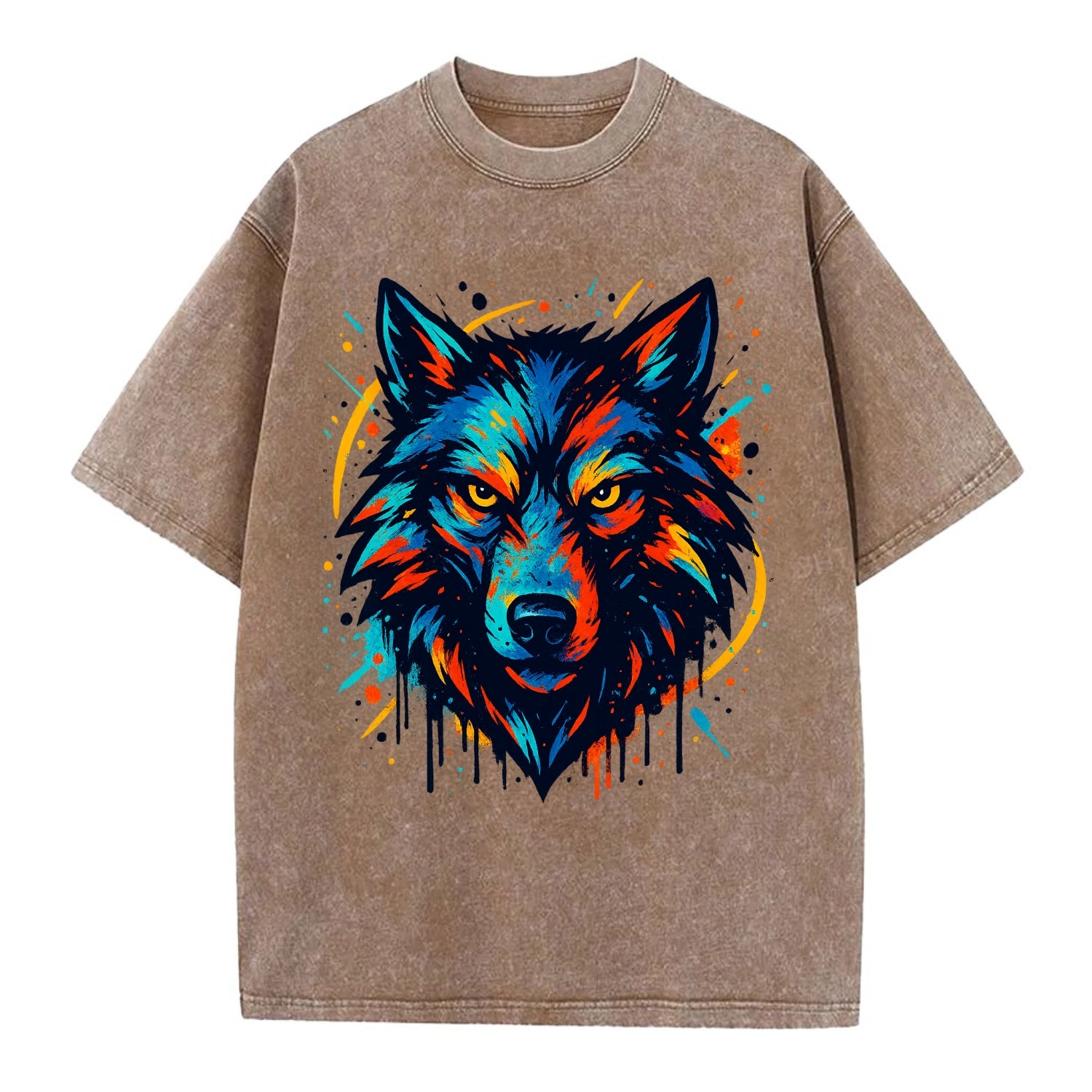 Alpha Wolf Leader  - Vintage T-shirt - Brown