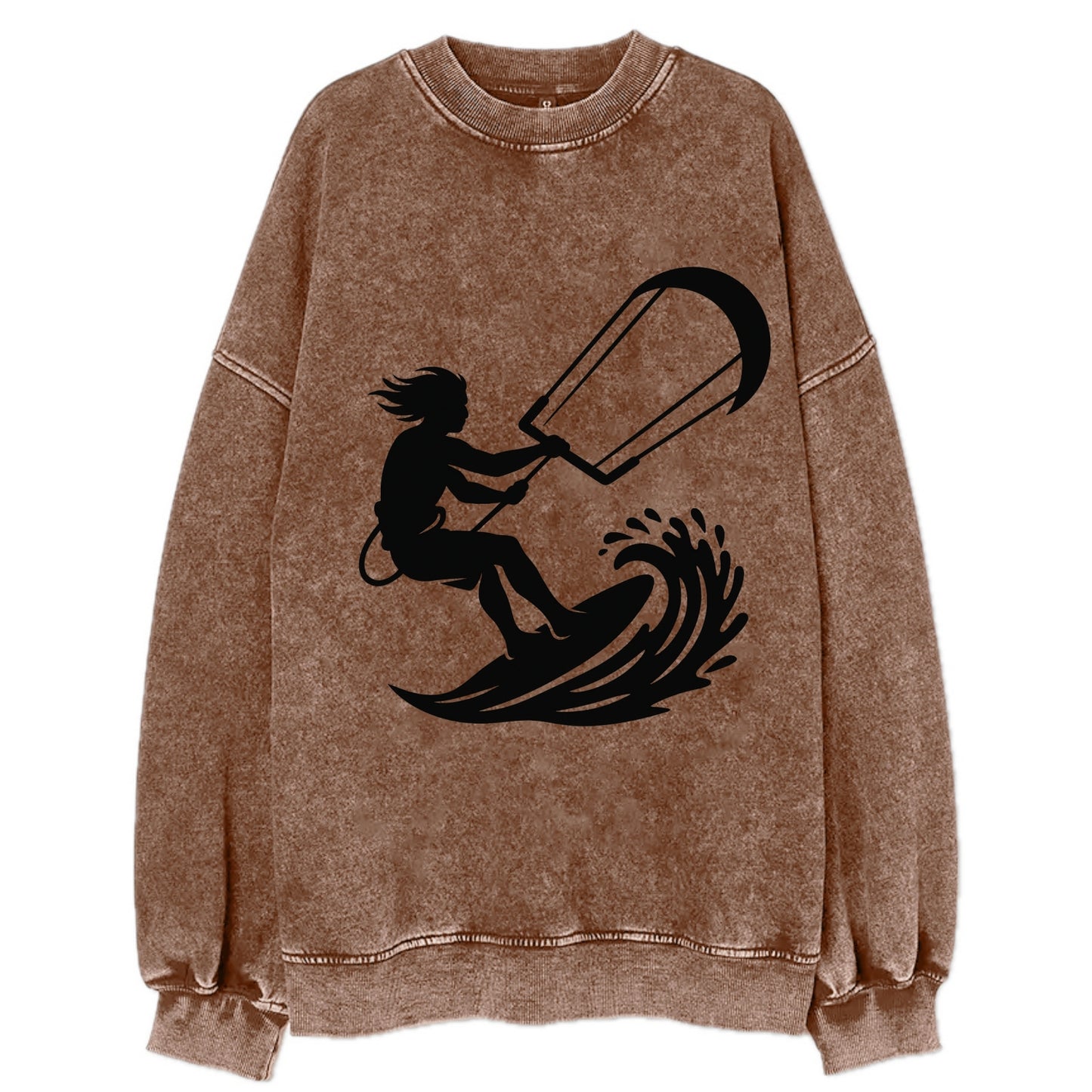 Kite surfer riding wave - Vintage Sweatshirt - Brown