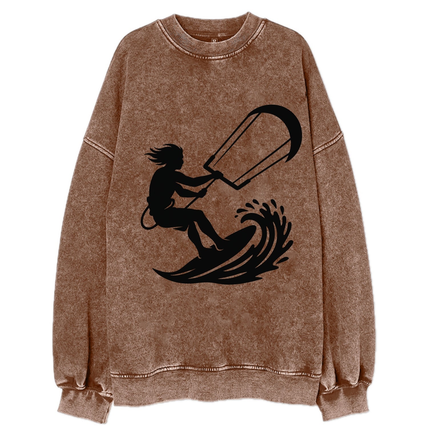 Kite surfer riding wave - Vintage Sweatshirt - Brown