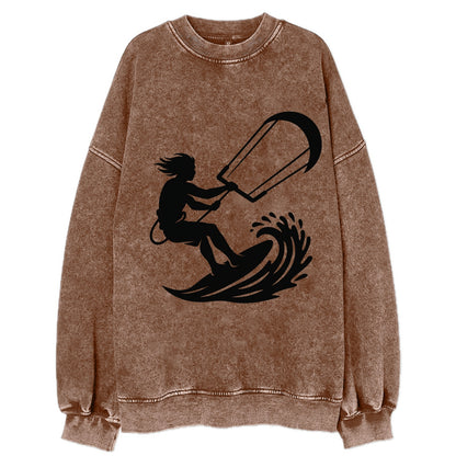 Kite surfer riding wave - Vintage Sweatshirt - Brown