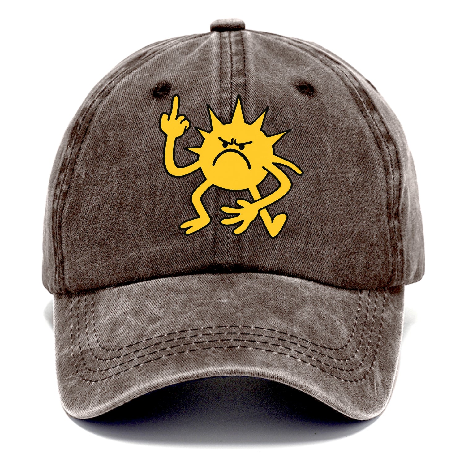 MORNINGS ARE PUNISHMENT | Grumpy sun with middle finger - Classic Cap - Brown