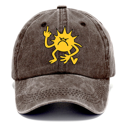 MORNINGS ARE PUNISHMENT | Grumpy sun with middle finger - Classic Cap - Brown