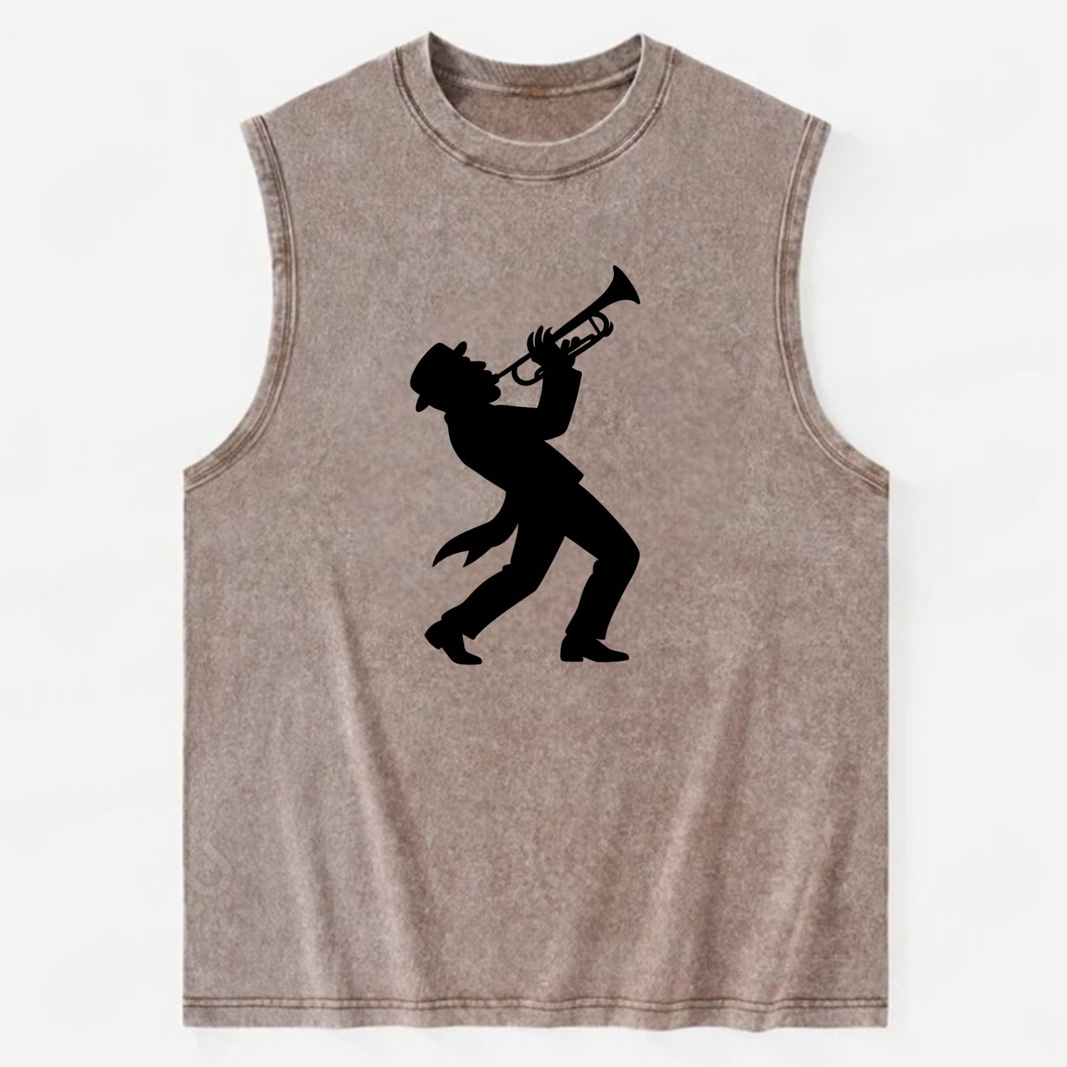 Trumpet player hitting high note - Vintage Washed Tank - Brown