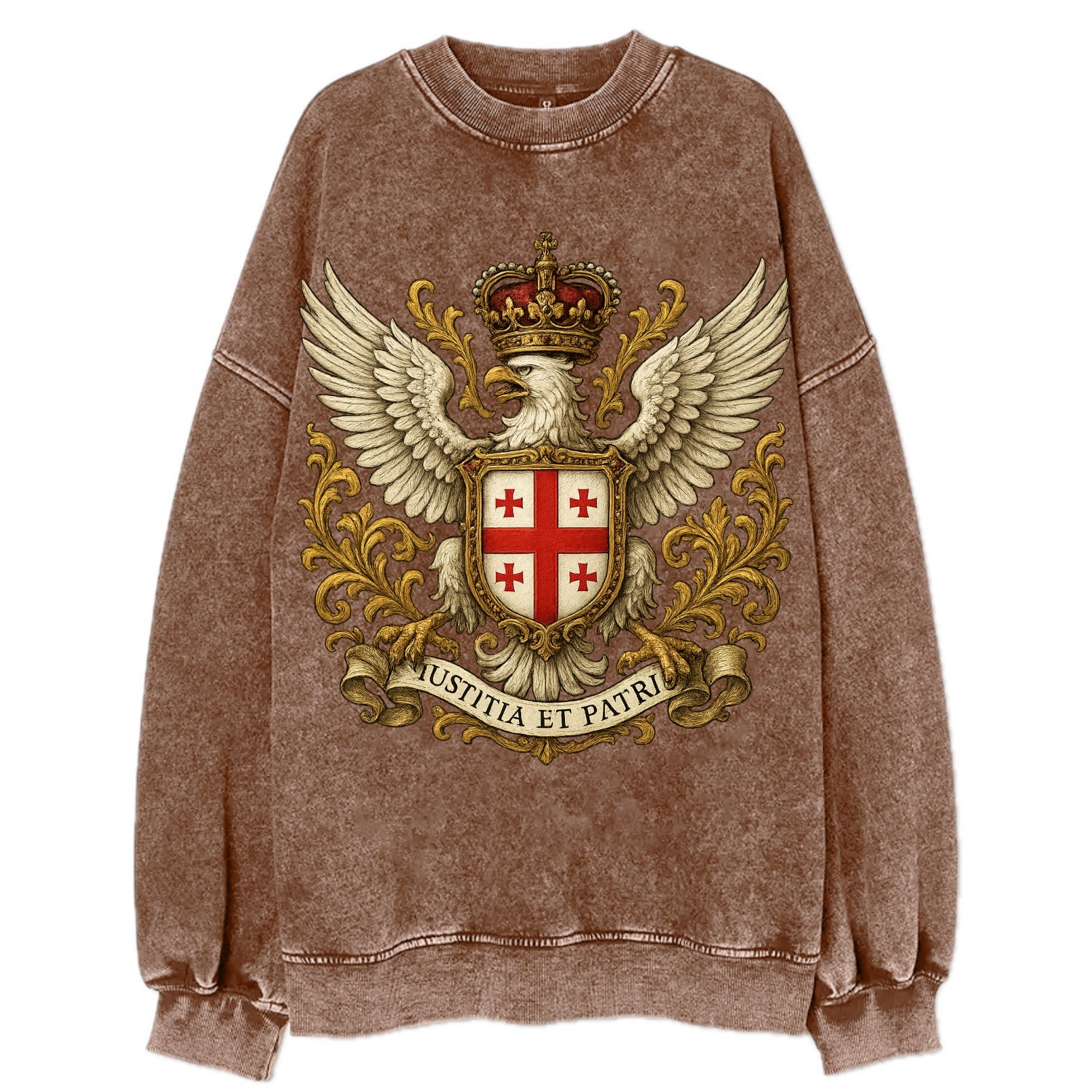 Georgia White Eagle Emblem  - Vintage Sweatshirt - Brown