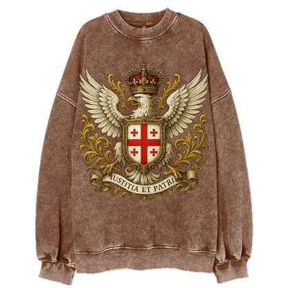 Georgia White Eagle Emblem  - Vintage Sweatshirt - Brown