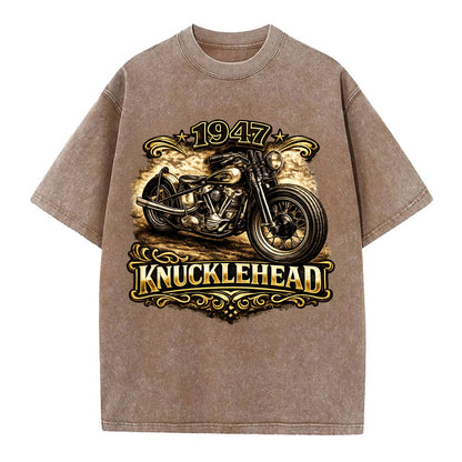 1947 Knucklehead Bobber - Vintage T-shirt - Brown