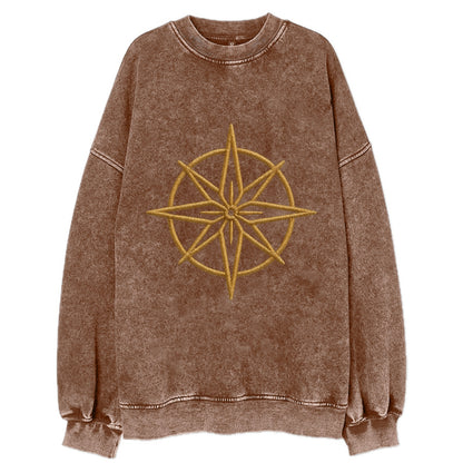 Compass Rose  - Vintage Sweatshirt - Brown