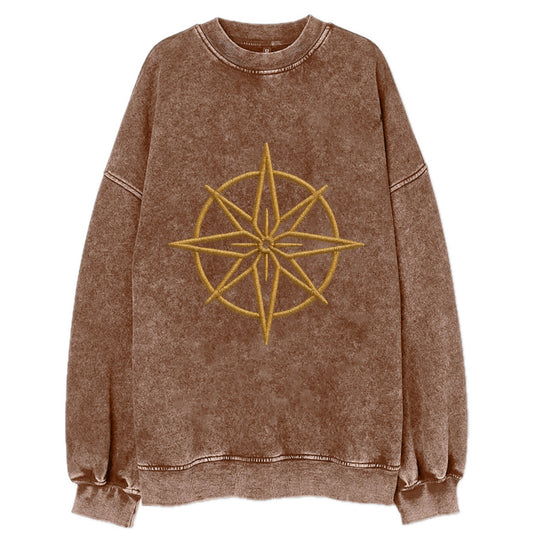 Compass Rose  - Vintage Sweatshirt - Brown