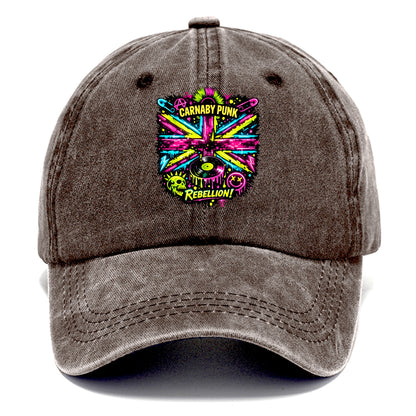 CARNABY PUNK | Swinging 60s meets 70s punk | Psychedelic Union Jack pattern | Bold - Classic Cap - Brown