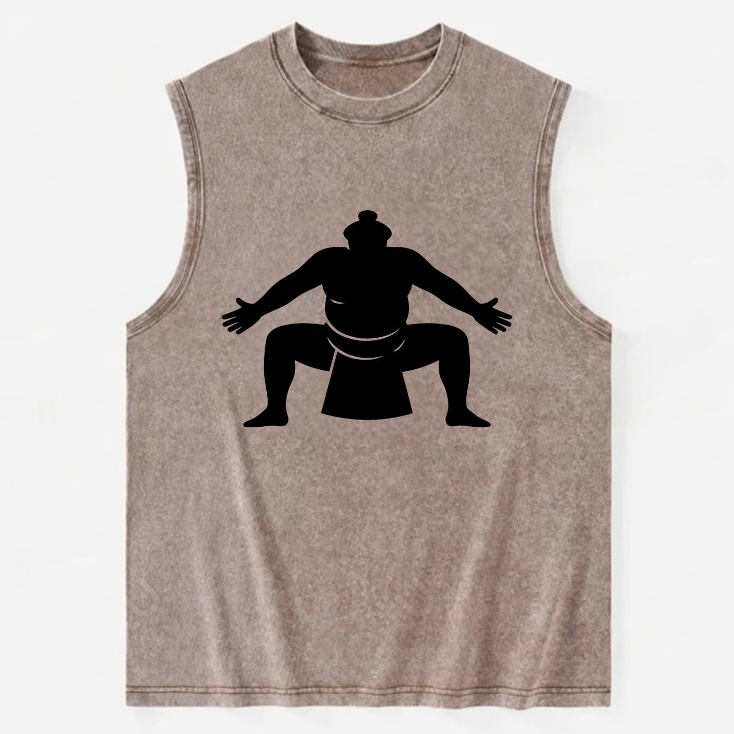 Japanese sumo wrestler ceremonial stance - Vintage Washed Tank - Brown