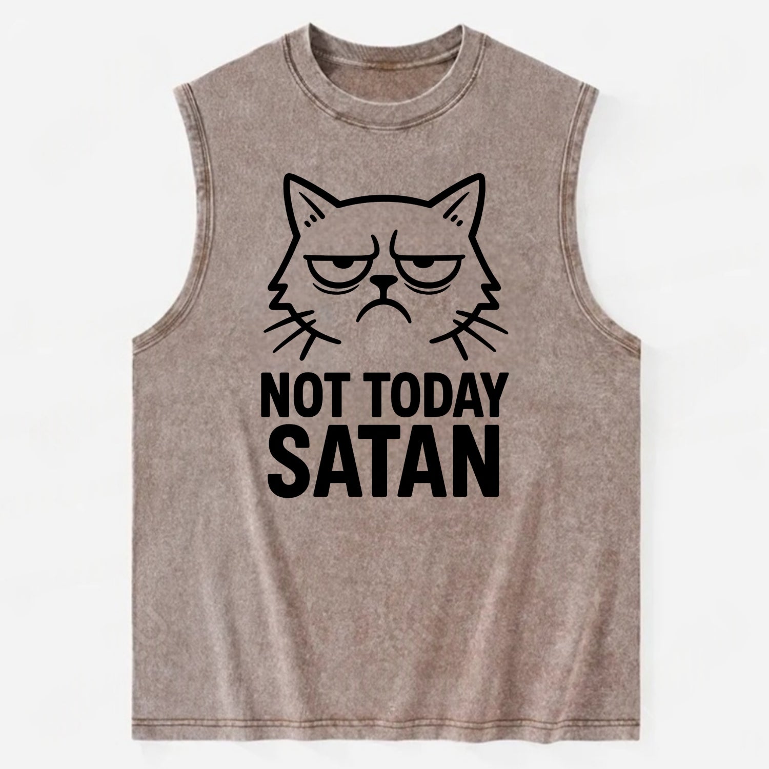 Monday Mood Cat - Vintage Washed Tank - Brown