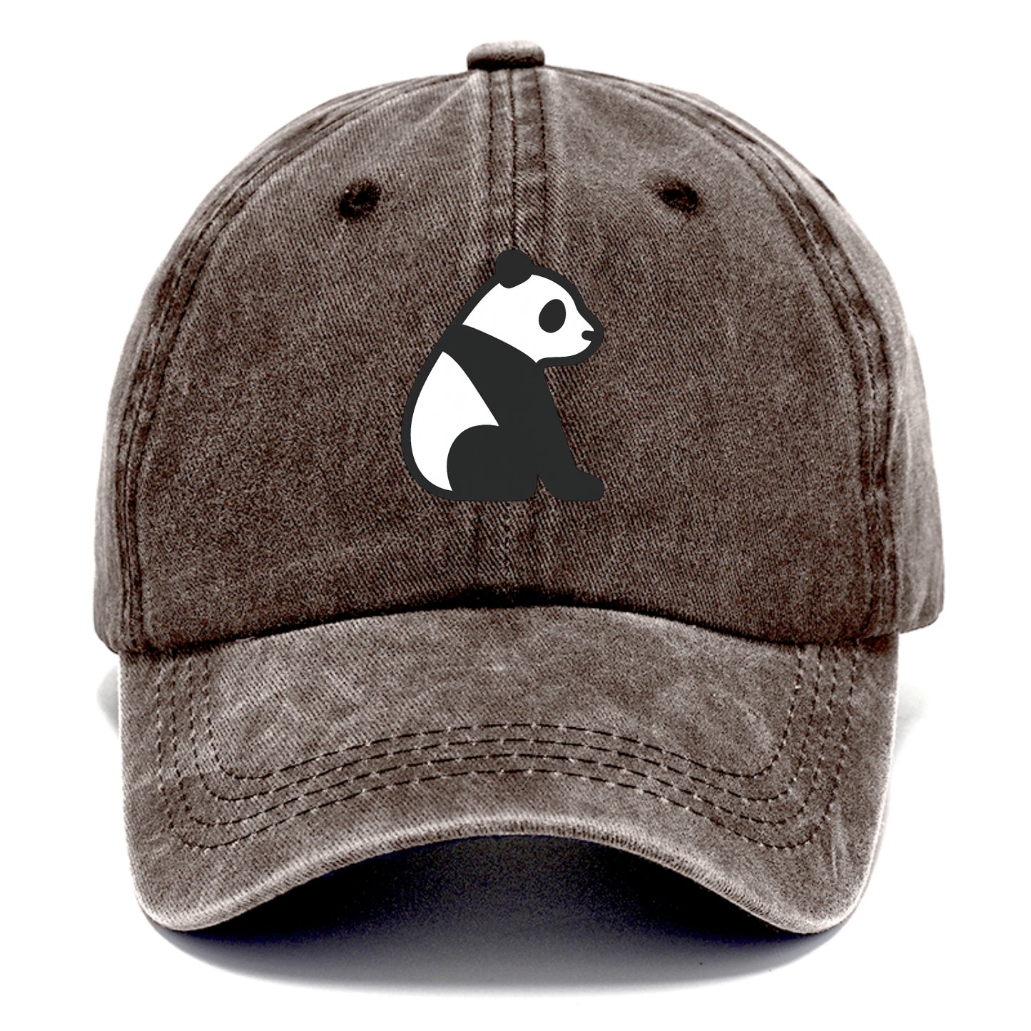 Panda - Black and white sitting pose flat side profile - Classic Cap - Brown