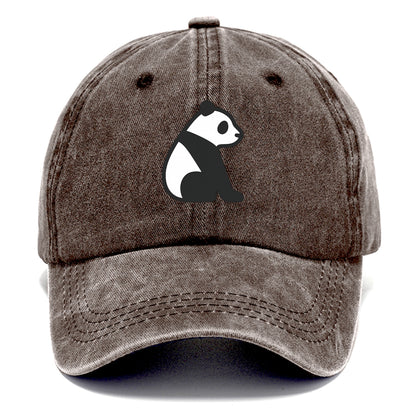 Panda - Black and white sitting pose flat side profile - Classic Cap - Brown