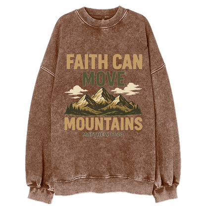 Matthew 17:20 Mountains - Vintage Sweatshirt - Brown